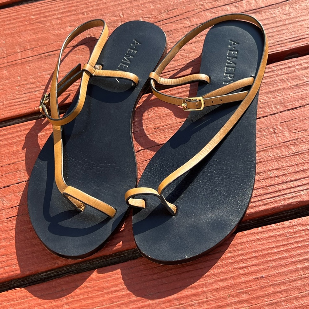 A. Emery brown leather sandals